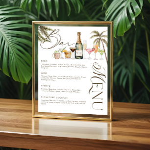 Poster Barre Mariage de cocktails Tropical Watercolor Men