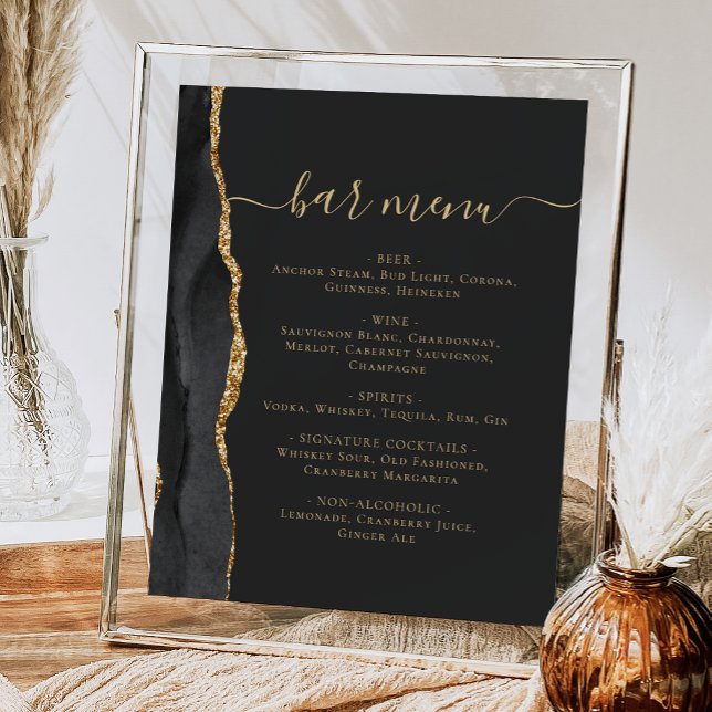 Poster Barre mariage Menu Porte Or Noir foncé (Créateur téléchargé)