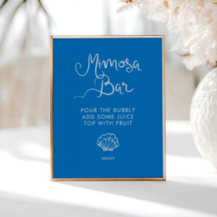 Poster Barre Mimosa Bleue Bleue À Main Whimsical