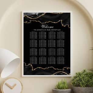 Poster Barre personnalisée Mitzvah Black Gold Agate Diagr