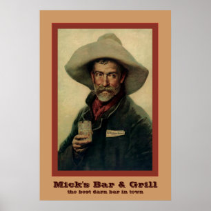 Poster Barre personnalisée par cowboy vintage