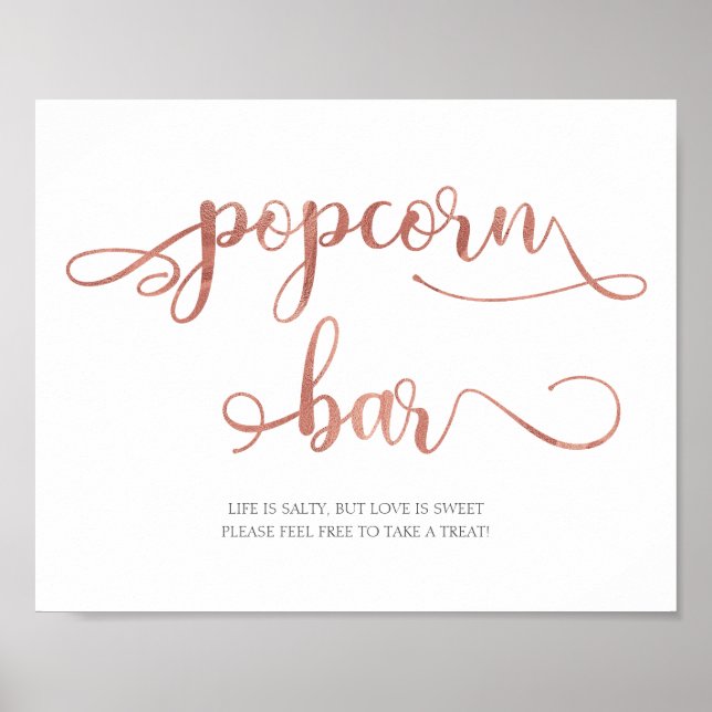 Poster Barre Popcorn | Rose Gold Blanc Populaire Signal M (Devant)