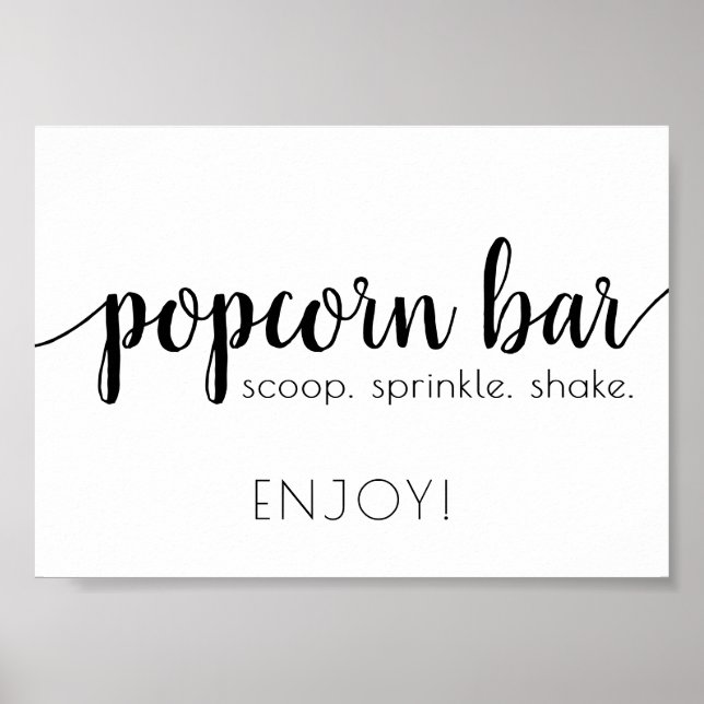 Poster Barre Popcorn Simple | Script noir Tout événement  (Devant)