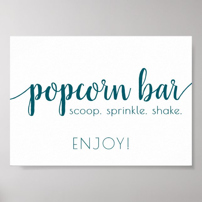 Poster Barre Popcorn Simple | Turquoise Aqua Any Event Si (Devant)