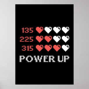 Poster Barre Power Up, Amusant, Gamer, Rétro, Geek, Post 