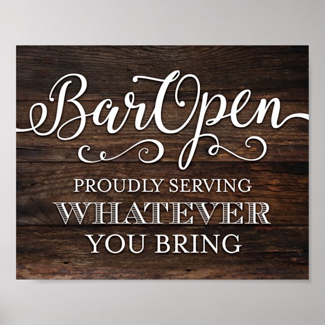 Poster BARRE Rustique Chic OPEN Party Sign Print (Devant)
