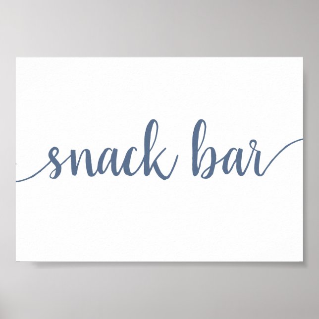 Poster Barre Snack Simple | Dusty Blue Any Event Sign (Devant)