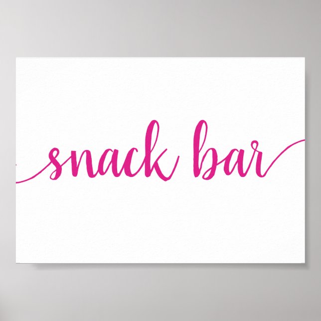 Poster Barre Snack Simple | Hot Pink - Tout événement Sig (Devant)