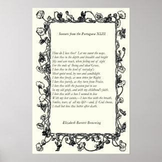 Poster Barrett Browning - Sonnets du Portugais 43