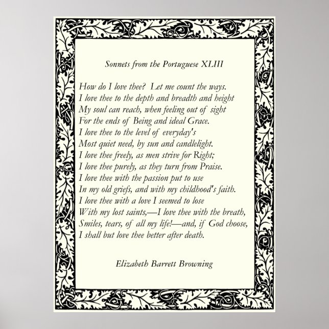 Poster Barrett Browning - Sonnets du Portugais 43 (Devant)