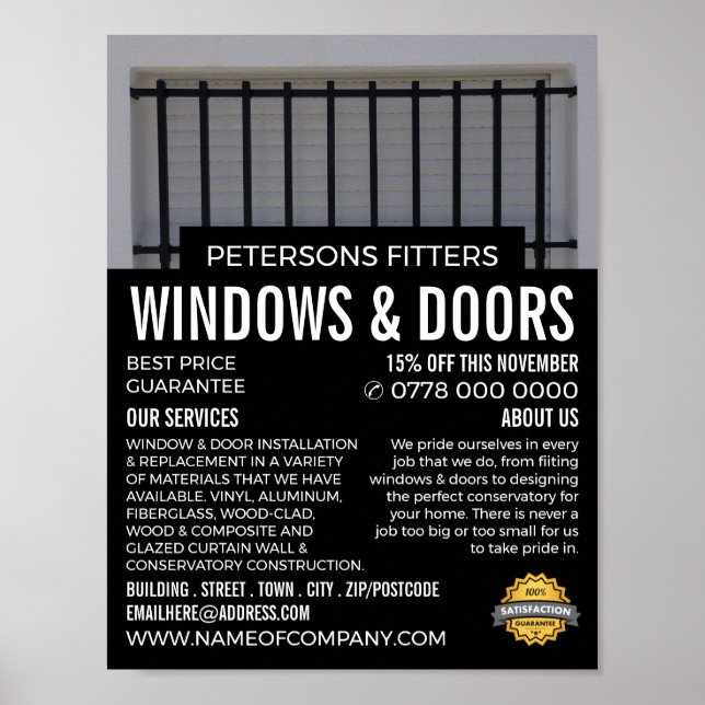 Poster Bars & Shutters, Fenêtres & Portes Fitter Company (Devant)