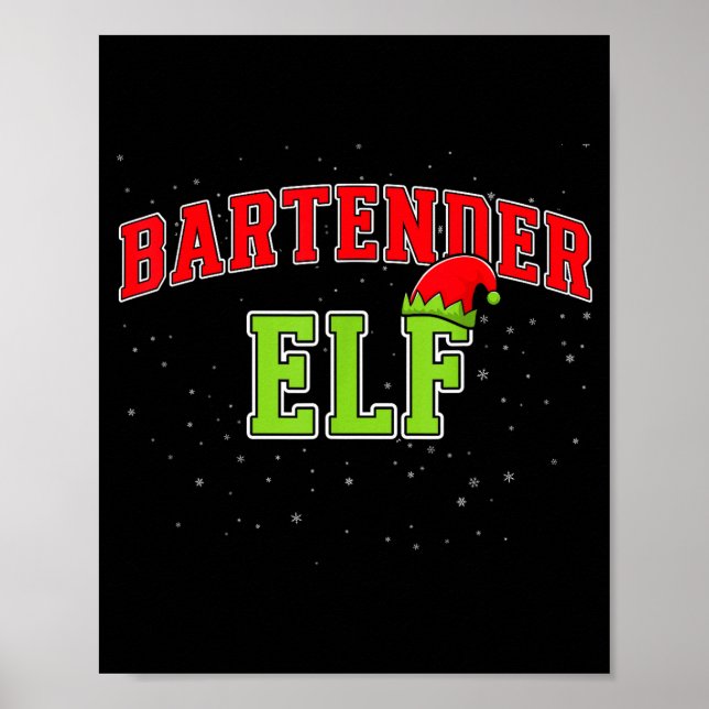 Poster Bartender Elf Christmas Family Matching Group Xmas (Devant)