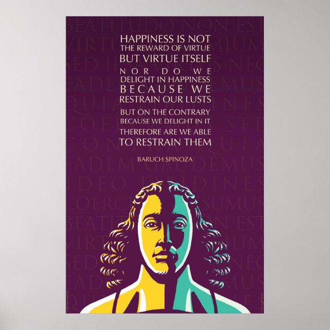 Poster Baruch Spinoza cite : Le bonheur n'est pas la réco (Devant)