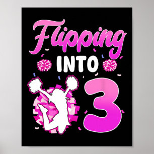 Poster Basculer en 3 Cheerleader Fille de 3 ans d'anniver