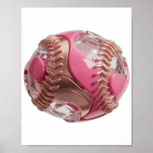 POSTER BASE-BALL POURPRE AVEC DIAMANTS ET SURPIQURE OR RO