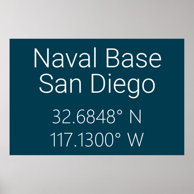 Poster Base navale San Diego Latitude Longitude (Devant)