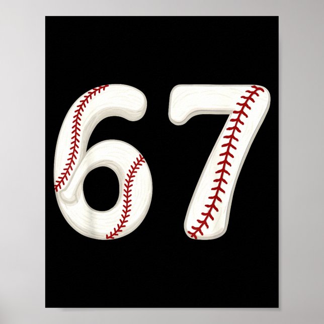 Poster Baseball 67 Number Funny Six Seven Gen Alpha Meme  (Devant)