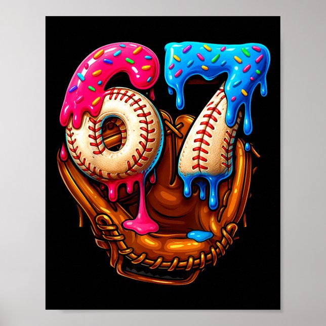 Poster Baseball 67 Six Seven Funny 6 7 Meme Gen Alpha Mem (Devant)