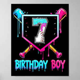 Poster Baseball 7 ans Bday garçon glace goutte 7e Bi