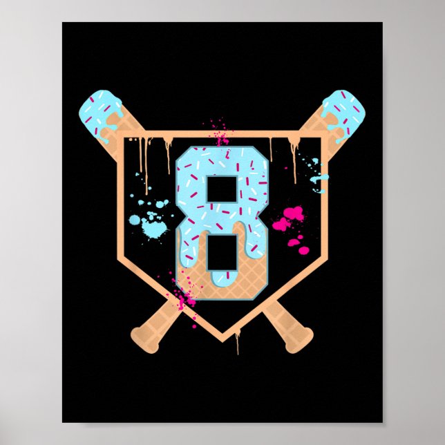 Poster Baseball 8 Ans Crème Ice Driam 8e Anniversaire Bo (Devant)