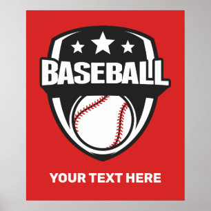 Poster Baseball de texte et de couleur personnalisés