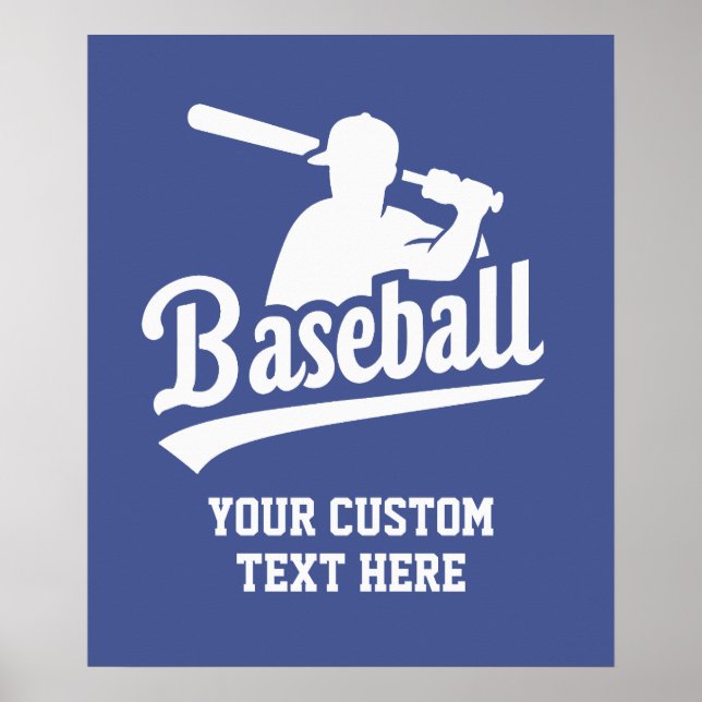 Poster Baseball de texte et de couleur personnalisés (Devant)