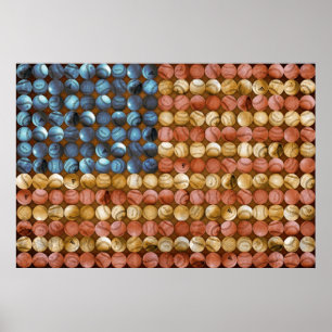 Poster Baseball Drapeau Art - Le passé de l'Amérique célé