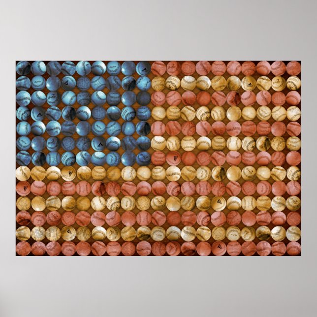 Poster Baseball Drapeau Art - Le passé de l'Amérique célé (Devant)
