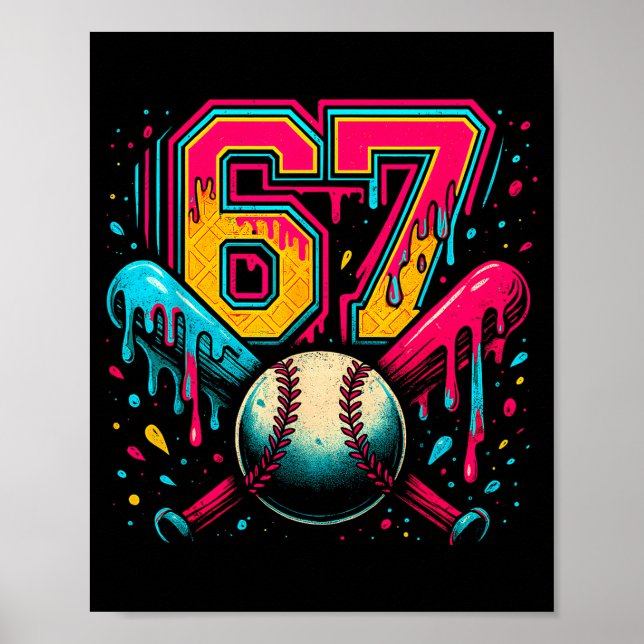Poster Baseball Drip 6 7 Number 67 Six Seven Meme Mens Bo (Devant)