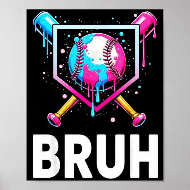 Poster Baseball Drip Funny Bruh Ice Cream Dripng Matching (Devant)