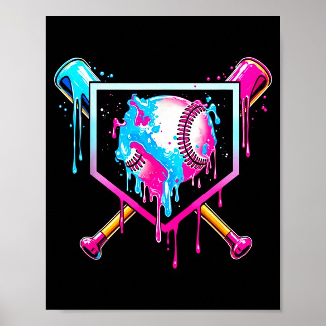 Poster Baseball Drip Funny Ice Cream Dripng Matching Fami (Devant)