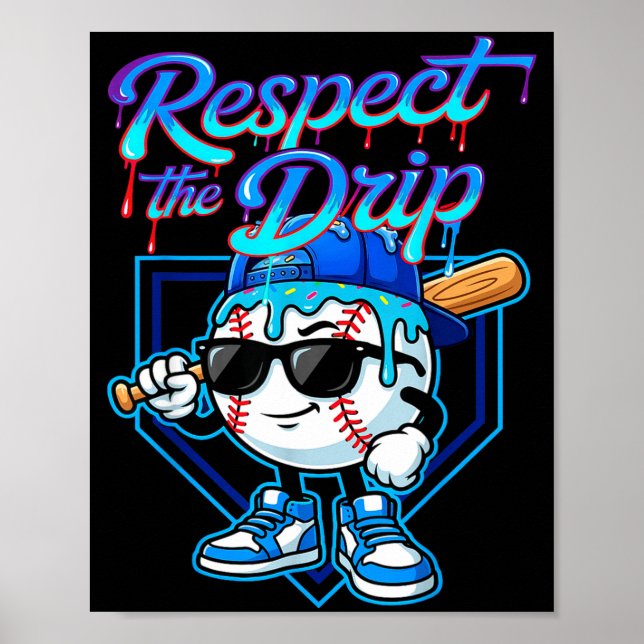 Poster Baseball Drip Ice Cream Respect The Drip Home Plat (Devant)