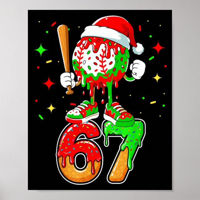 Poster Baseball Drip Number 67 Meme Ice Cream Dripng Chri (Devant)
