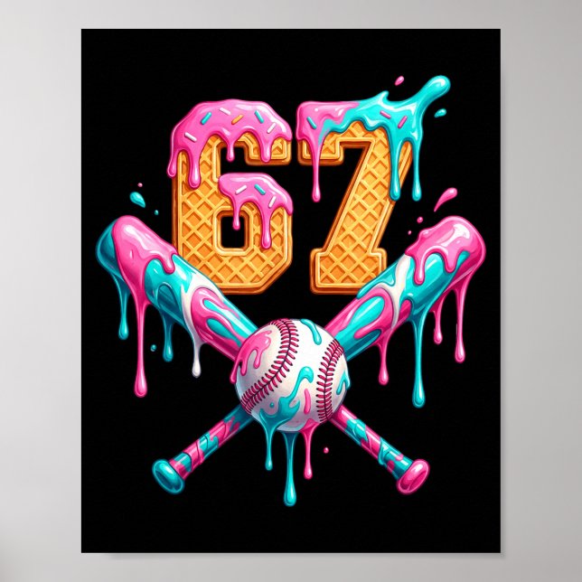 Poster Baseball Drip Number 67 Player  (Devant)