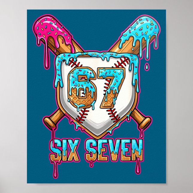 Poster Baseball Drip Number 67 Player 6-7 Six Seven Meme  (Devant)