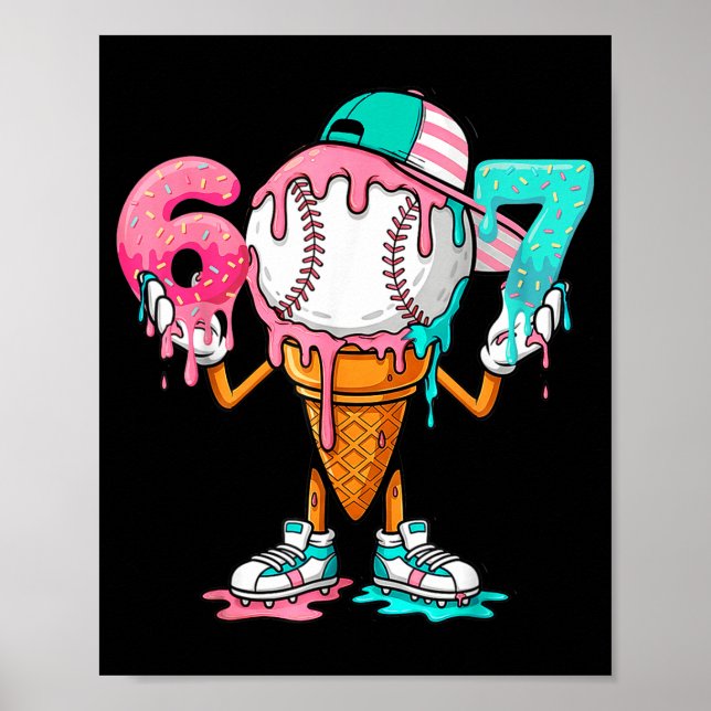 Poster Baseball Drip Number 67 Player Or 67th Birthday  (Devant)