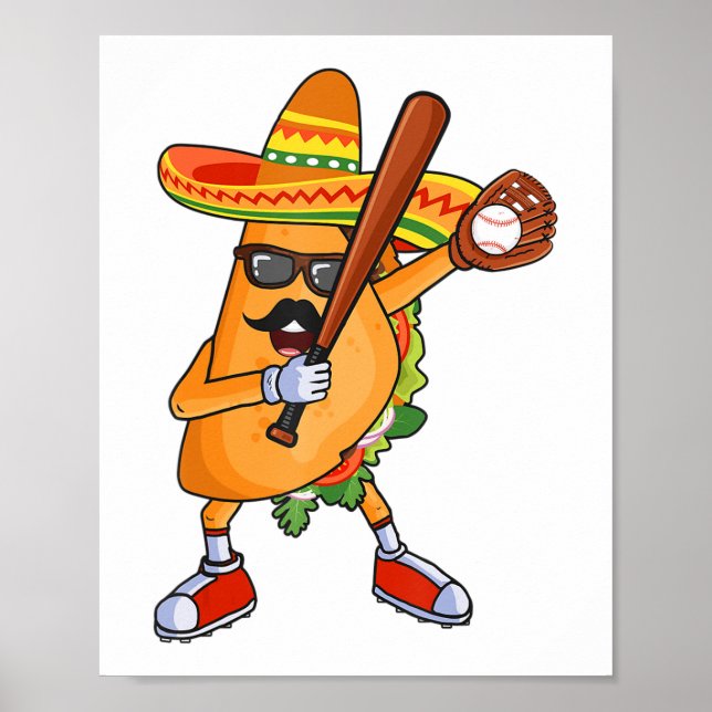Poster Baseball et Tacos Dabbing Cinco de Mayo pour enfan (Devant)