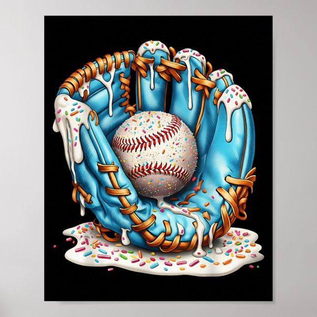 Poster Baseball Glove Ice Cream Drip With Sprinkles Men B (Devant)