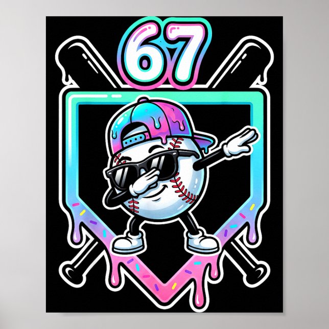Poster Baseball Ice Cream Drip 67 Player Dabbing Six Seve (Devant)