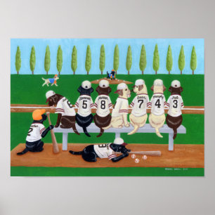 Poster Baseball Labradors