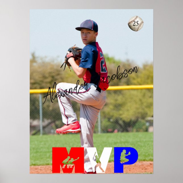 Poster Baseball MVP Remplacer la photo personnalisée (Devant)