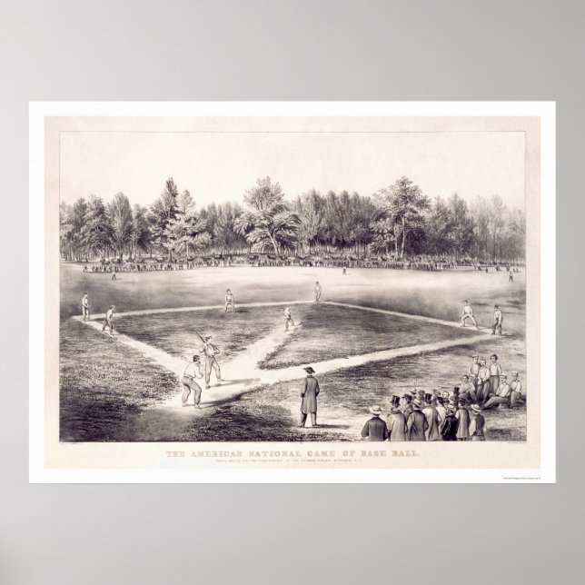 Poster Baseball National Pastime 1866 (Devant)