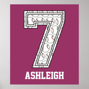 Poster Baseball personnalisé Numéro 7