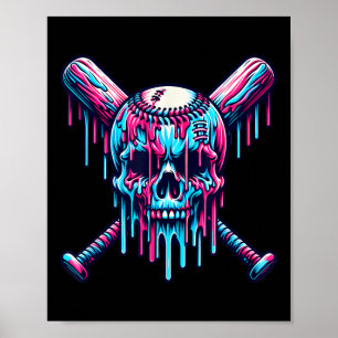Poster Baseball Skull Drift Baseball Baseball Base-ball C