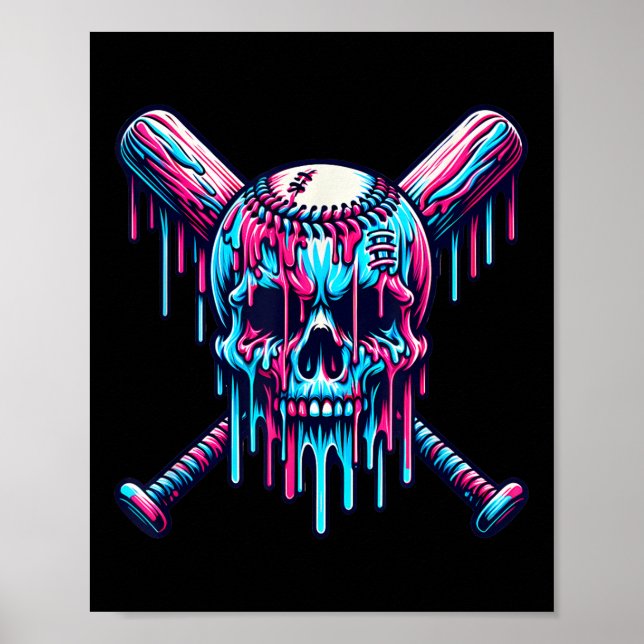 Poster Baseball Skull Drift Baseball Baseball Base-ball C (Devant)