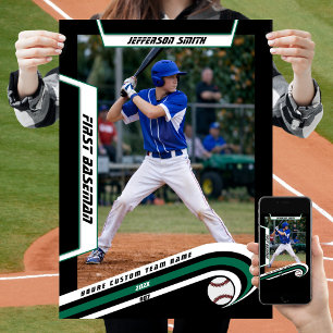 Poster Baseball Souvenirs en Vert Noir Personnalisé Vivan