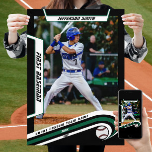 Poster Baseball Souvenirs en Vert Noir Personnalisé Vivan