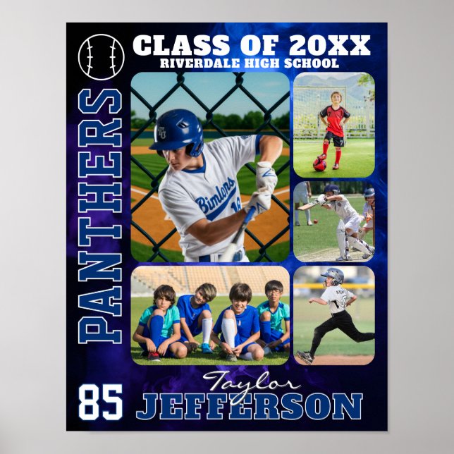 Poster Baseball Team High School Sports Picture Collage (Devant)