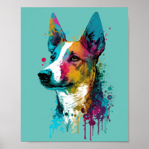 Poster Basenji - Graffiti Neon Enk Splash