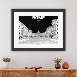 Poster Basilique Saint-Pierre Rome Noir Blanc